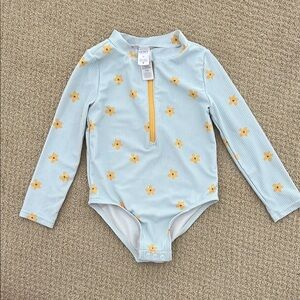 Kids Swimwear with Yellow Floral Pattern